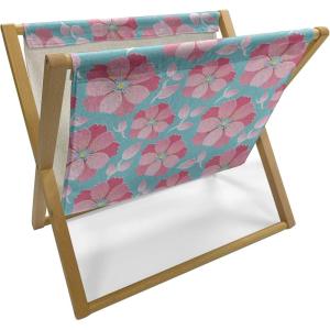 Ambesonne Love Magazine and Book Holder, Romance for Valentine’s Day Hearts in Lamp Classic Antique Themed Pattern, Floor Rack Decor for Interior of Home & Office, 22″ x 19″, Vermilion and Scarlet(Sea Blue Pink)