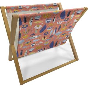 Ambesonne Love Magazine and Book Holder, Romance for Valentine’s Day Hearts in Lamp Classic Antique Themed Pattern, Floor Rack Decor for Interior of Home & Office, 22″ x 19″, Vermilion and Scarlet(Salmon Dark Lavender)