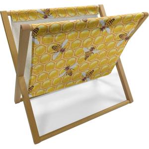 Ambesonne Love Magazine and Book Holder, Romance for Valentine’s Day Hearts in Lamp Classic Antique Themed Pattern, Floor Rack Decor for Interior of Home & Office, 22″ x 19″, Vermilion and Scarlet(Orange Apricot and Brown)