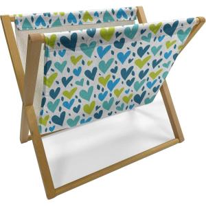 Ambesonne Love Magazine and Book Holder, Various Ornamental Hearts in Pastel Colors Valentine’s Day Themed Design, Floor Rack Decor for Interior of Home & Office, 22″ x 19″, Blush Multicolor(Sea Blue Dark Seafoam)