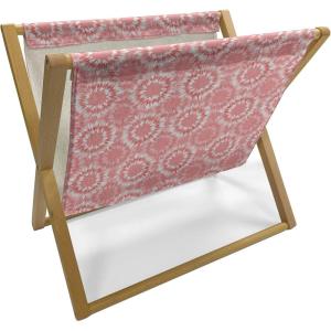 Ambesonne Neutral Magazine and Book Holder, Valentines Day Theme Hand Drawn Hearts Diagonal Stripes Romantic Love Pattern, Floor Rack Decor for Interior of Home & Office, 22″ x 19″, Pearl and White(Pastel Pink Vermilion)