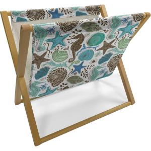 Ambesonne Poppy Flower Magazine and Book Holder, Leaves and Petals Watercolors Bouquet Romance Inspiration Valentines Day, Floor Rack Decor for Interior of Home & Office, 22″ x 19″, Green Pink Cream(Seafoam Brown Blue)