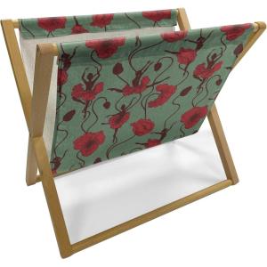 Ambesonne Poppy Flower Magazine and Book Holder, Leaves and Petals Watercolors Bouquet Romance Inspiration Valentines Day, Floor Rack Decor for Interior of Home & Office, 22″ x 19″, Green Pink Cream(Green Chestnut Brown Red)