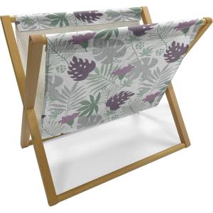 Ambesonne Poppy Flower Magazine and Book Holder, Leaves and Petals Watercolors Bouquet Romance Inspiration Valentines Day, Floor Rack Decor for Interior of Home & Office, 22″ x 19″, Green Pink Cream(Eggplant Green Grey)