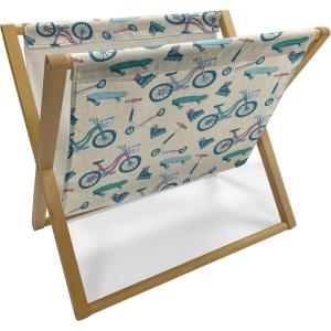 Ambesonne Poppy Flower Magazine and Book Holder, Leaves and Petals Watercolors Bouquet Romance Inspiration Valentines Day, Floor Rack Decor for Interior of Home & Office, 22″ x 19″, Green Pink Cream(Blue Coral Beige)