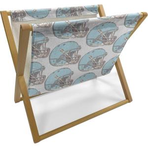Ambesonne Poppy Flower Magazine and Book Holder, Leaves and Petals Watercolors Bouquet Romance Inspiration Valentines Day, Floor Rack Decor for Interior of Home & Office, 22″ x 19″, Green Pink Cream(Aqua Grey Cream)