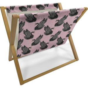 Ambesonne Purple Magazine and Book Holder, Unlucky Black Cat with Heart Filled Backdrop Valentines Day Animal Fun, Floor Rack Decor for Interior of Home & Office, 22″ x 19″, Lavender Pink Black(Pale Pink Black)