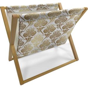Ambesonne Purple Magazine and Book Holder, Valentine’s Day Couple Wedding Bride Heart Design Image, Floor Rack Decor for Interior of Home & Office, 22″ x 19″, Lavender and Purple(Caramel and Pale Yellow)