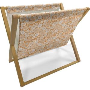 Ambesonne Romantic Magazine and Book Holder, Heart Pattern Lovers Valentines Day Honeymoon Girls Doodle Design, Floor Rack Decor for Interior of Home & Office, 22″ x 19″, Orange White(Marigold and White)