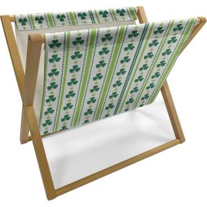 Ambesonne Romantic Magazine and Book Holder, Heart Pattern Lovers Valentines Day Honeymoon Girls Doodle Design, Floor Rack Decor for Interior of Home & Office, 22″ x 19″, Orange White(Lime Green Dark Green)