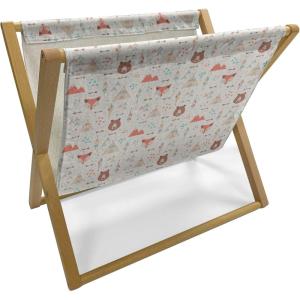 Ambesonne Romantic Magazine and Book Holder, Valentines Day Inspired Love Couple Sign Hearts and Retro Polka Dots, Floor Rack Decor for Interior of Home & Office, 22″ x 19″, Coral Pale Orange Blue(Salmon Amber White)