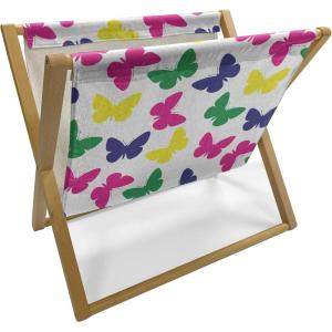 Ambesonne Romantic Magazine and Book Holder, Valentines Day Inspired Love Couple Sign Hearts and Retro Polka Dots, Floor Rack Decor for Interior of Home & Office, 22″ x 19″, Coral Pale Orange Blue(Dark Blue Yellow)