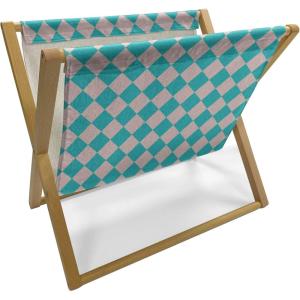 Ambesonne Romantic Magazine and Book Holder, Valentines Day Inspired Love Couple Sign Hearts and Retro Polka Dots, Floor Rack Decor for Interior of Home & Office, 22″ x 19″, Coral Pale Orange Blue(Turquoise and Lilac)