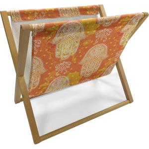 Ambesonne Romantic Magazine and Book Holder, Wild Cats Passion Theme Lovers Valentine’s Rose Petals Arrows Eros, Floor Rack Decor for Interior of Home & Office, 22″ x 19″, Vermilion Pale Grey(Orange Yellow and White)