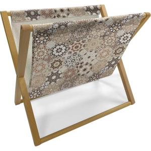 Ambesonne Romantic Magazine and Book Holder, Wild Cats Passion Theme Lovers Valentine’s Rose Petals Arrows Eros, Floor Rack Decor for Interior of Home & Office, 22″ x 19″, Vermilion Pale Grey(Dark Brown Pale Brown)
