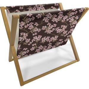 Ambesonne Romantic Magazine and Book Holder, Wild Cats Passion Theme Lovers Valentine’s Rose Petals Arrows Eros, Floor Rack Decor for Interior of Home & Office, 22″ x 19″, Vermilion Pale Grey(Brown Pale Pink)