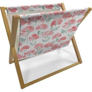 Ambesonne Romantic Magazine and Book Holder, Wild Cats Passion Theme Lovers Valentine’s Rose Petals Arrows Eros, Floor Rack Decor for Interior of Home & Office, 22″ x 19″, Vermilion Pale Grey(Coral and Reseda Green)