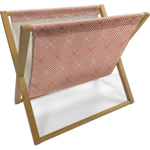 Ambesonne Romantic Magazine and Book Holder, Wild Cats Passion Theme Lovers Valentine’s Rose Petals Arrows Eros, Floor Rack Decor for Interior of Home & Office, 22″ x 19″, Vermilion Pale Grey(Burnt Orange and White)