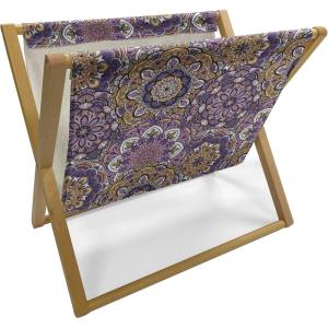 Ambesonne Spring Magazine and Book Holder, Blossoms Forms Heart Shapes Valentine’s Day Orderly Repeated Illustration, Floor Rack Decor for Interior of Home & Office, 22″ x 19″, White Pale Fuchsia(Dark Purple Indigo and Black)