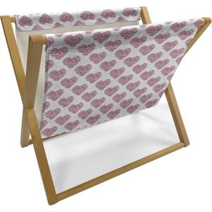 Ambesonne Spring Magazine and Book Holder, Blossoms Forms Heart Shapes Valentine’s Day Orderly Repeated Illustration, Floor Rack Decor for Interior of Home & Office, 22″ x 19″, White Pale Fuchsia(White Pale Fuchsia)