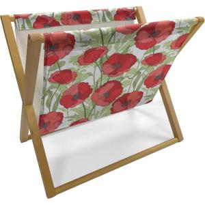 Ambesonne Spring Magazine and Book Holder, Blossoms Forms Heart Shapes Valentine’s Day Orderly Repeated Illustration, Floor Rack Decor for Interior of Home & Office, 22″ x 19″, White Pale Fuchsia(White Dark Coral and Green)