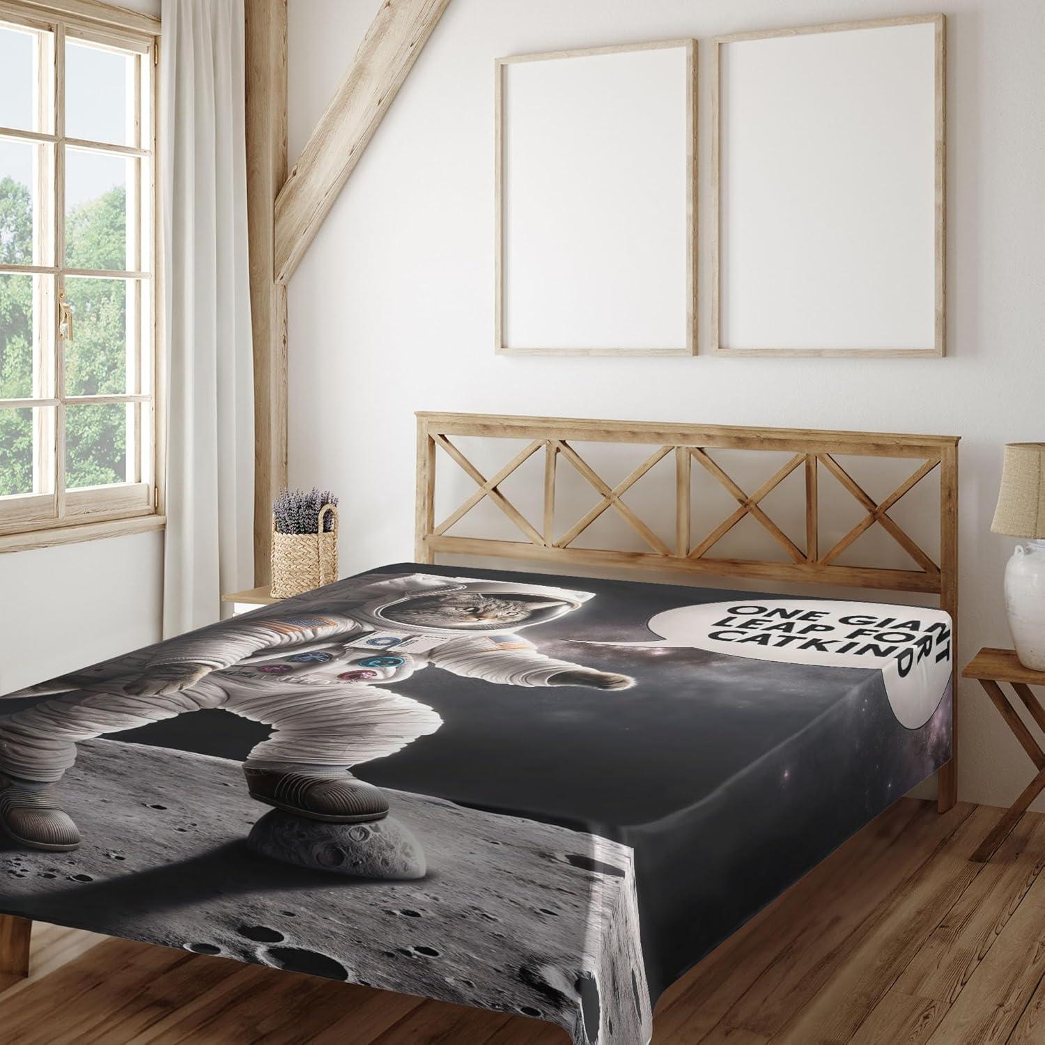 imageAmbesonne Cat Flat Sheet Romantic Date Night of Kitties Drinking Milkshake Cozy Night Scene Valentines Soft and Comfortable Top Sheet Decorative Bedding 1 Piece Full Size Dark Blue ApricotDark Purple Grey Coconut