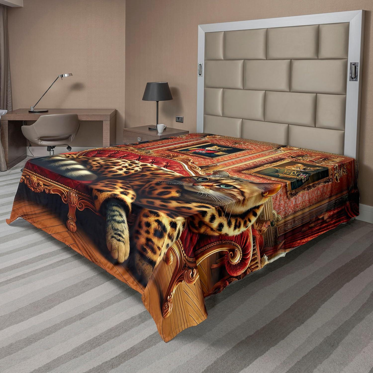 imageAmbesonne Cat Flat Sheet Romantic Date Night of Kitties Drinking Milkshake Cozy Night Scene Valentines Soft and Comfortable Top Sheet Decorative Bedding 1 Piece Full Size Dark Blue ApricotMarigold Salmon
