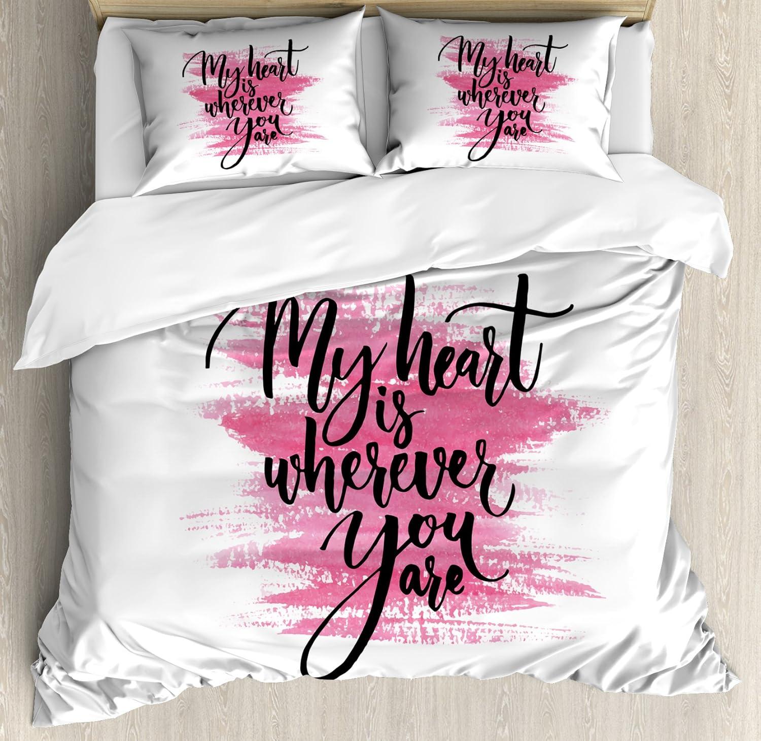 imageAmbesonne Dog Driver Duvet Cover Set Romantic Chihuahua with Balloon Rose Flower Valentines Love Date Celebration Decorative 3 Piece Bedding Set with 2 Pillow Shams King Size Red YellowPink Black White