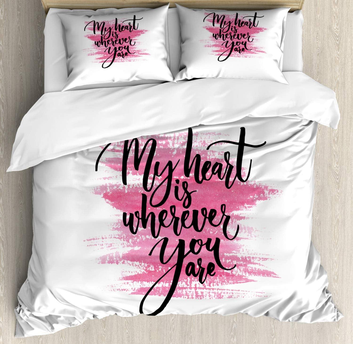 imageAmbesonne Dog Driver Duvet Cover Set Romantic Chihuahua with Balloon Rose Flower Valentines Love Date Celebration Decorative 3 Piece Bedding Set with 2 Pillow Shams King Size Red YellowPink Black White