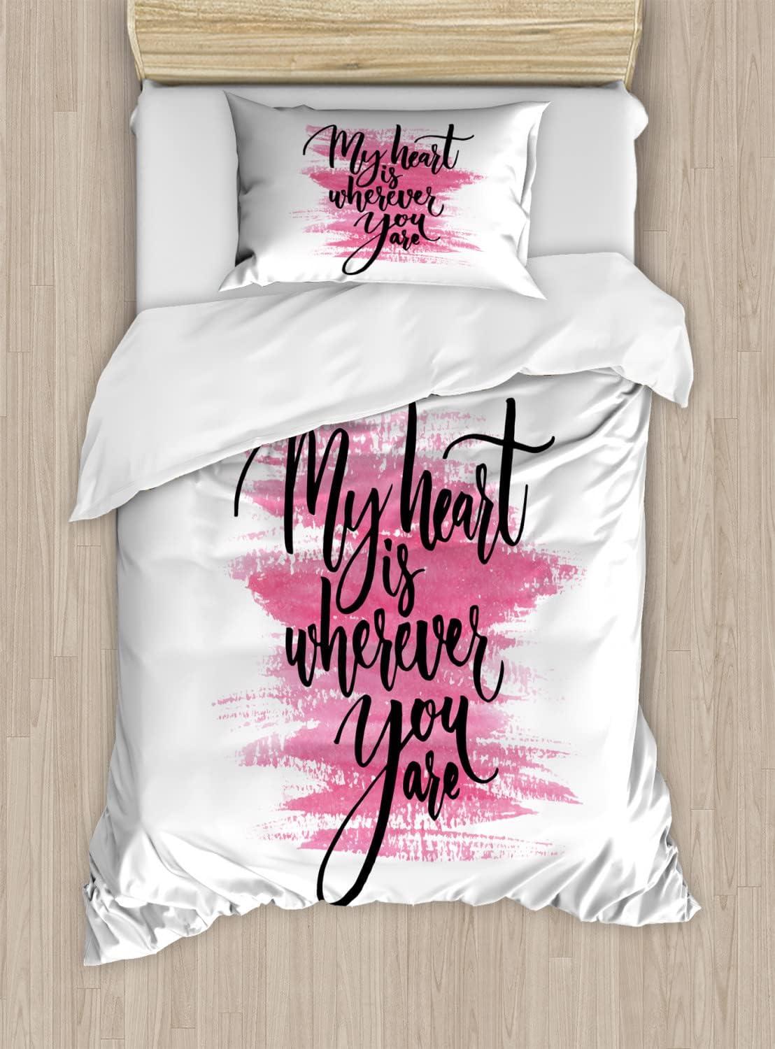 imageAmbesonne Dog Driver Duvet Cover Set Romantic Chihuahua with Balloon Rose Flower Valentines Love Date Celebration Decorative 3 Piece Bedding Set with 2 Pillow Shams King Size Red YellowPink Black White