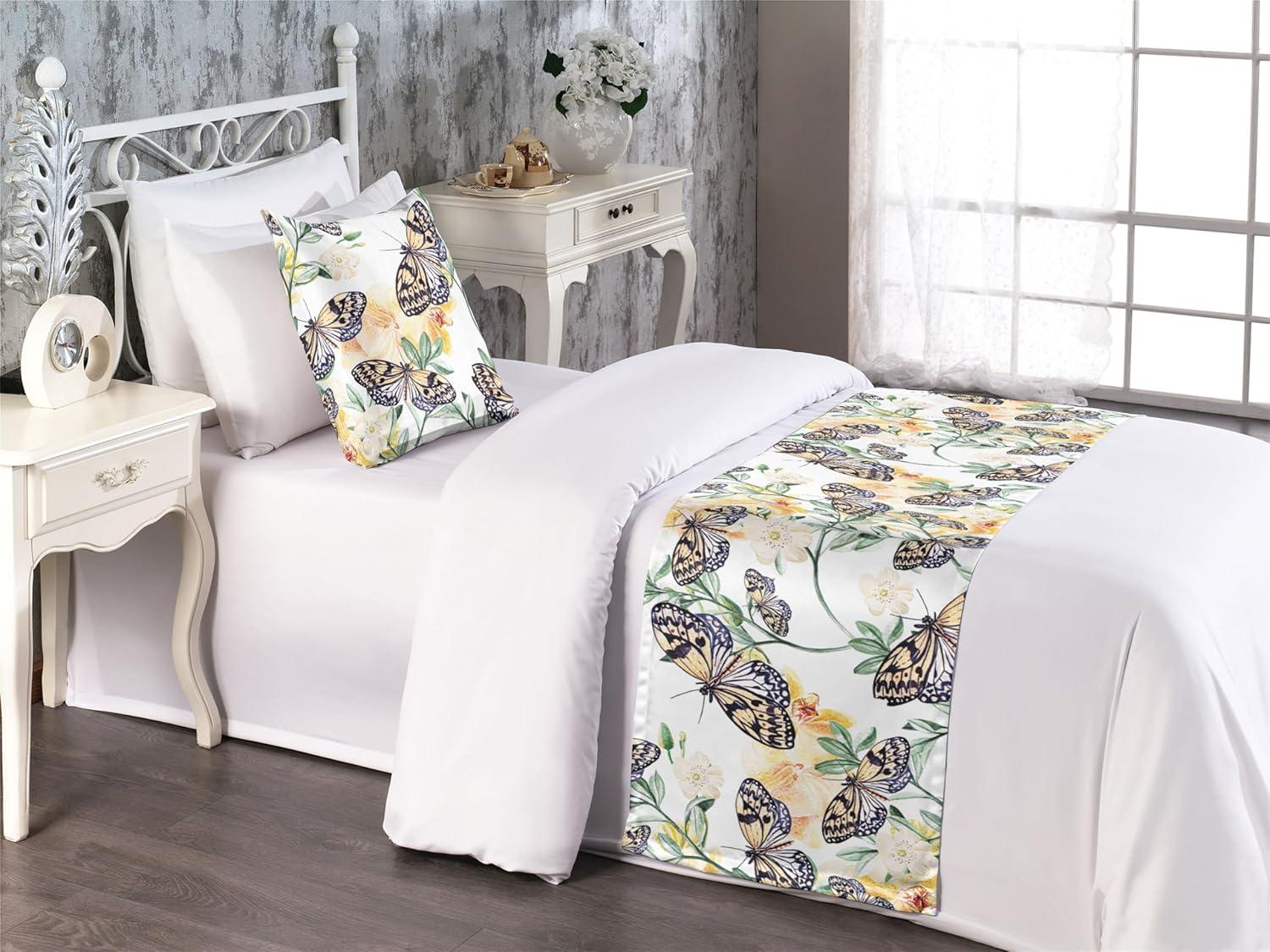 imageAmbesonne Floral Bed Runner Set Romantic Concept Art Featuring Rose Flowers Hearts Leaves Valentine Decorative Bedding Scarf and 2 Pillow Shams for Hotels Homes Queen Pastel Pink and Fern GreenJade Green and Pale Eggplant