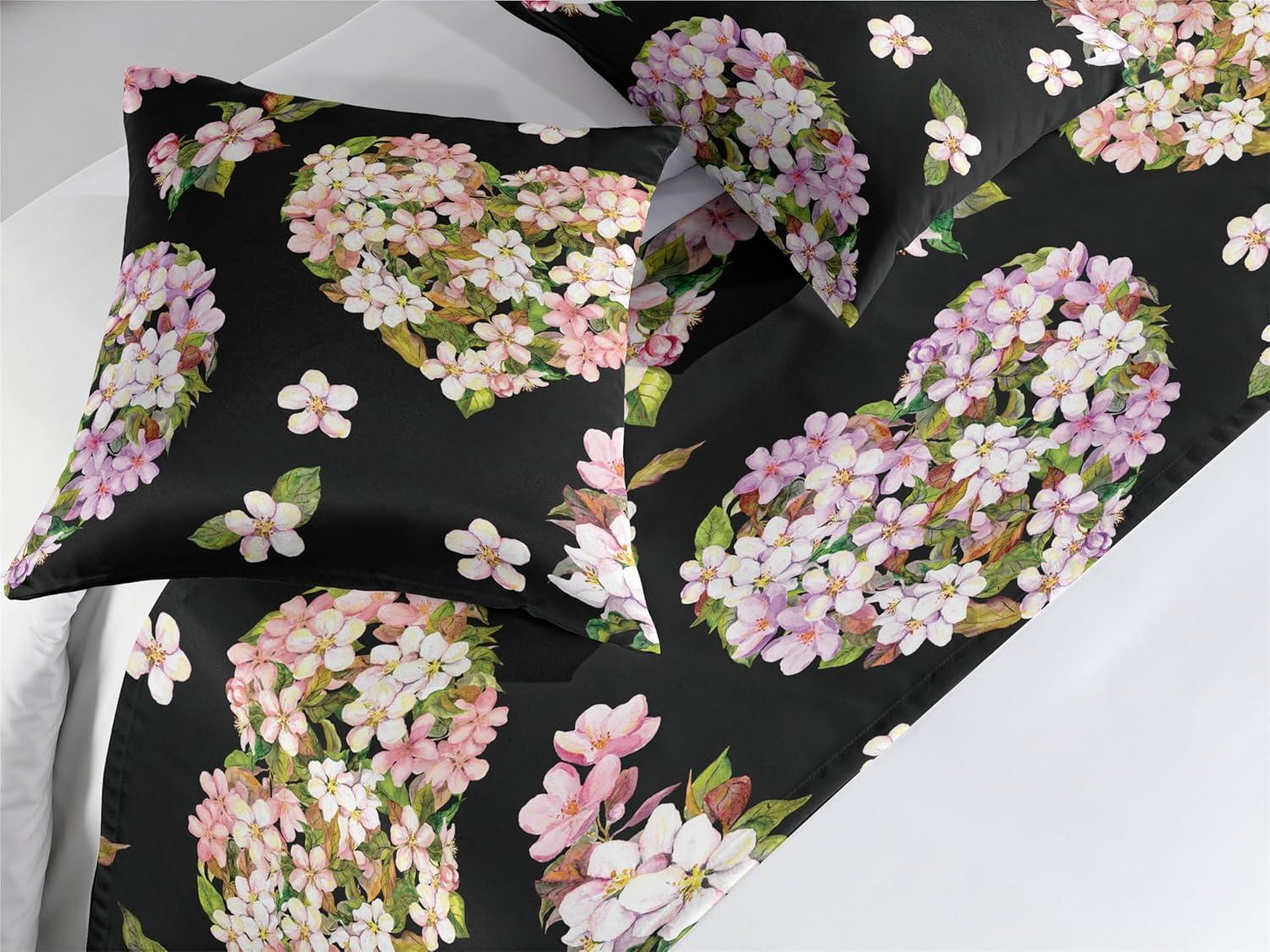 imageAmbesonne Floral Bed Runner Set Romantic Concept Art Featuring Rose Flowers Hearts Leaves Valentine Decorative Bedding Scarf and 2 Pillow Shams for Hotels Homes Queen Pastel Pink and Fern GreenSage Green and Soft Pink