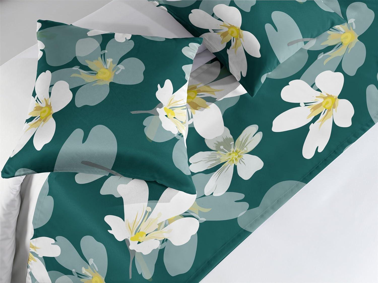 imageAmbesonne Floral Bed Runner Set Romantic Concept Art Featuring Rose Flowers Hearts Leaves Valentine Decorative Bedding Scarf and 2 Pillow Shams for Hotels Homes Queen Pastel Pink and Fern GreenWhite Pale Teal Grey Teal
