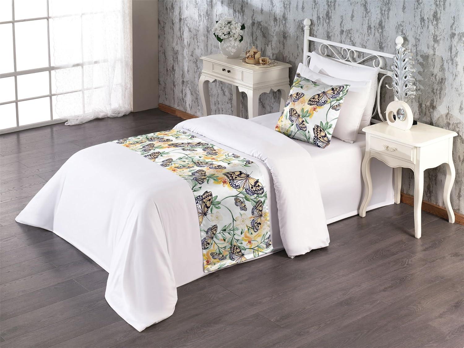 imageAmbesonne Floral Bed Runner Set Romantic Concept Art Featuring Rose Flowers Hearts Leaves Valentine Decorative Bedding Scarf and 2 Pillow Shams for Hotels Homes Queen Pastel Pink and Fern GreenJade Green and Pale Eggplant