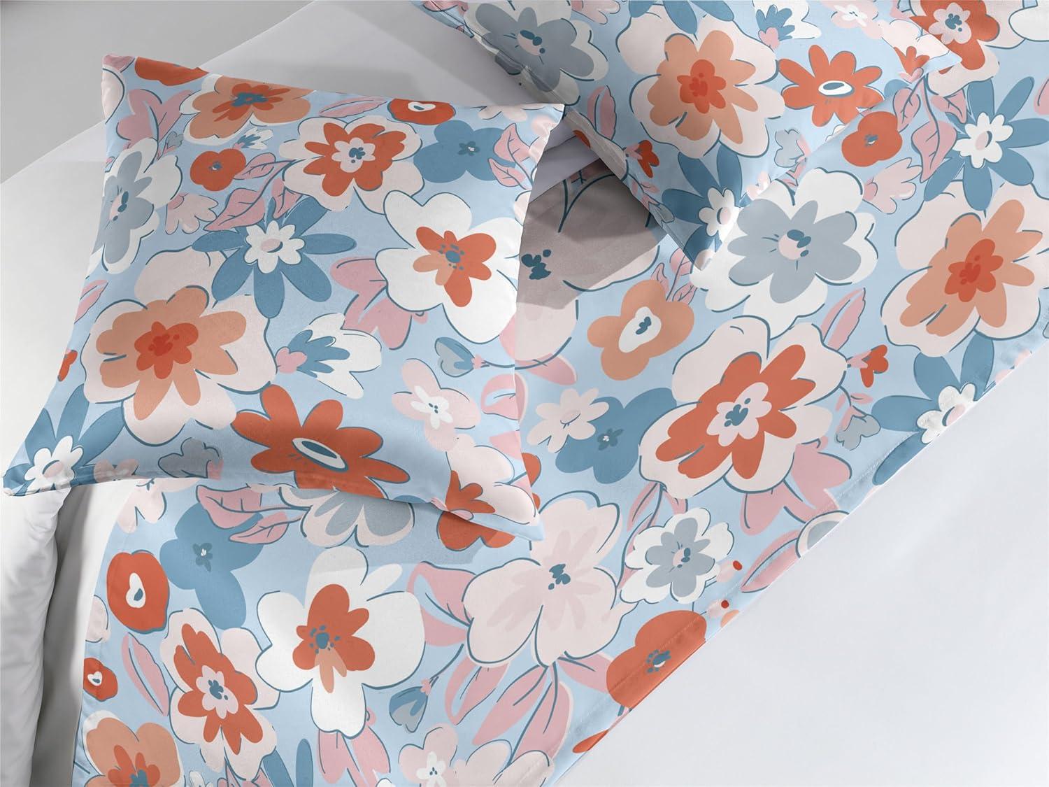 imageAmbesonne Floral Bed Runner Set Romantic Concept Art Featuring Rose Flowers Hearts Leaves Valentine Decorative Bedding Scarf and 2 Pillow Shams for Hotels Homes Queen Pastel Pink and Fern GreenCinnamon Soft Blue Blush