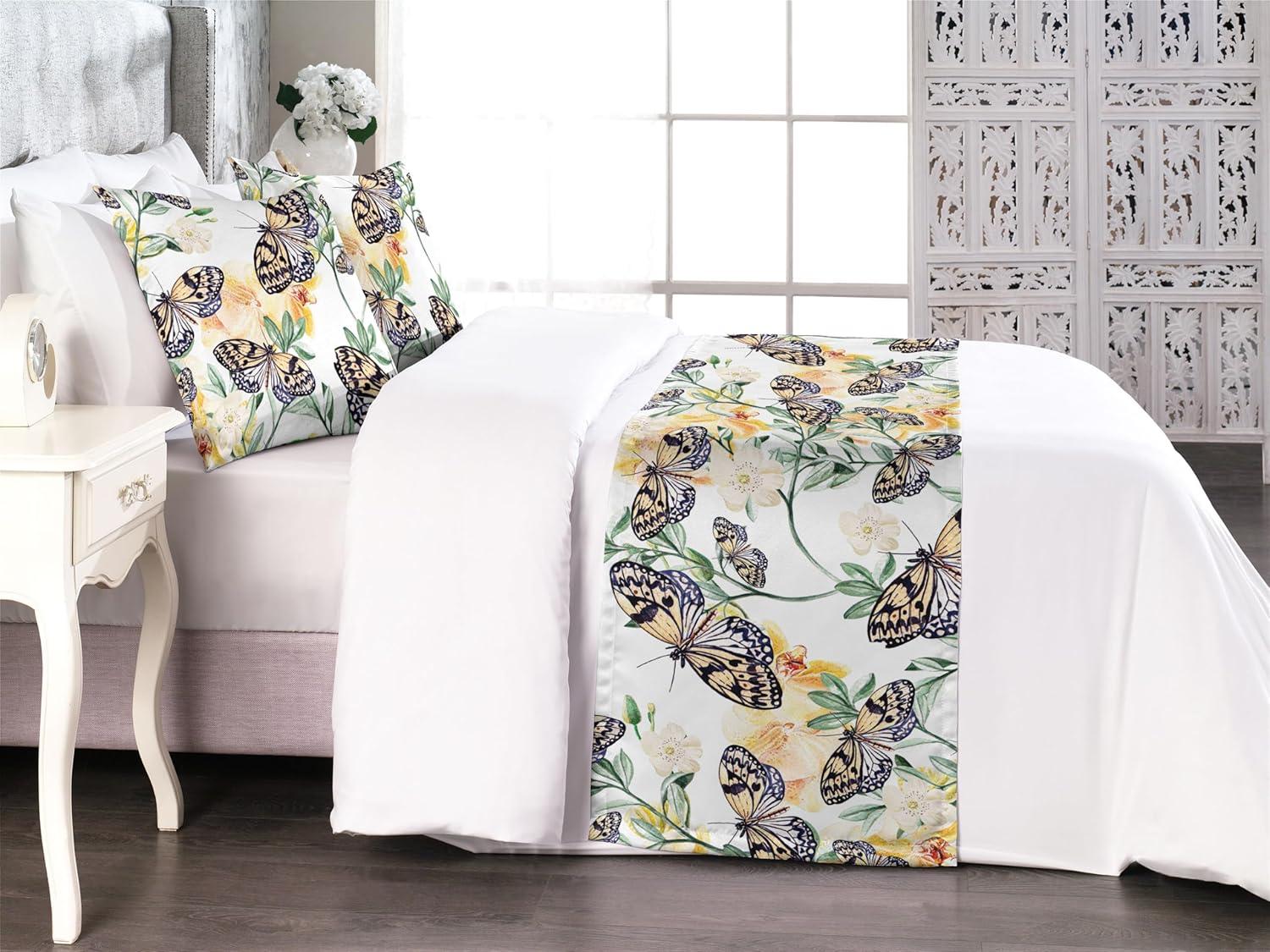 imageAmbesonne Floral Bed Runner Set Romantic Concept Art Featuring Rose Flowers Hearts Leaves Valentine Decorative Bedding Scarf and 2 Pillow Shams for Hotels Homes Queen Pastel Pink and Fern GreenJade Green and Pale Eggplant