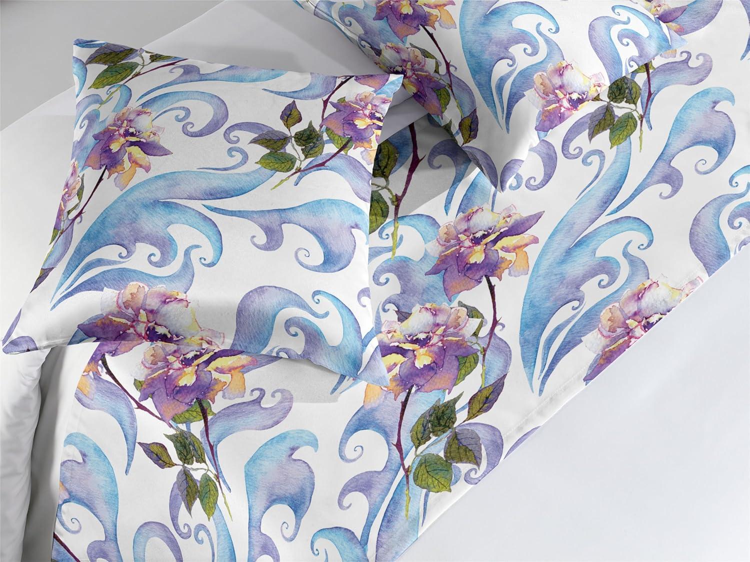 imageAmbesonne Floral Bed Runner Set Romantic Concept Art Featuring Rose Flowers Hearts Leaves Valentine Decorative Bedding Scarf and 2 Pillow Shams for Hotels Homes Queen Pastel Pink and Fern GreenPale Azure Blue Evergreen