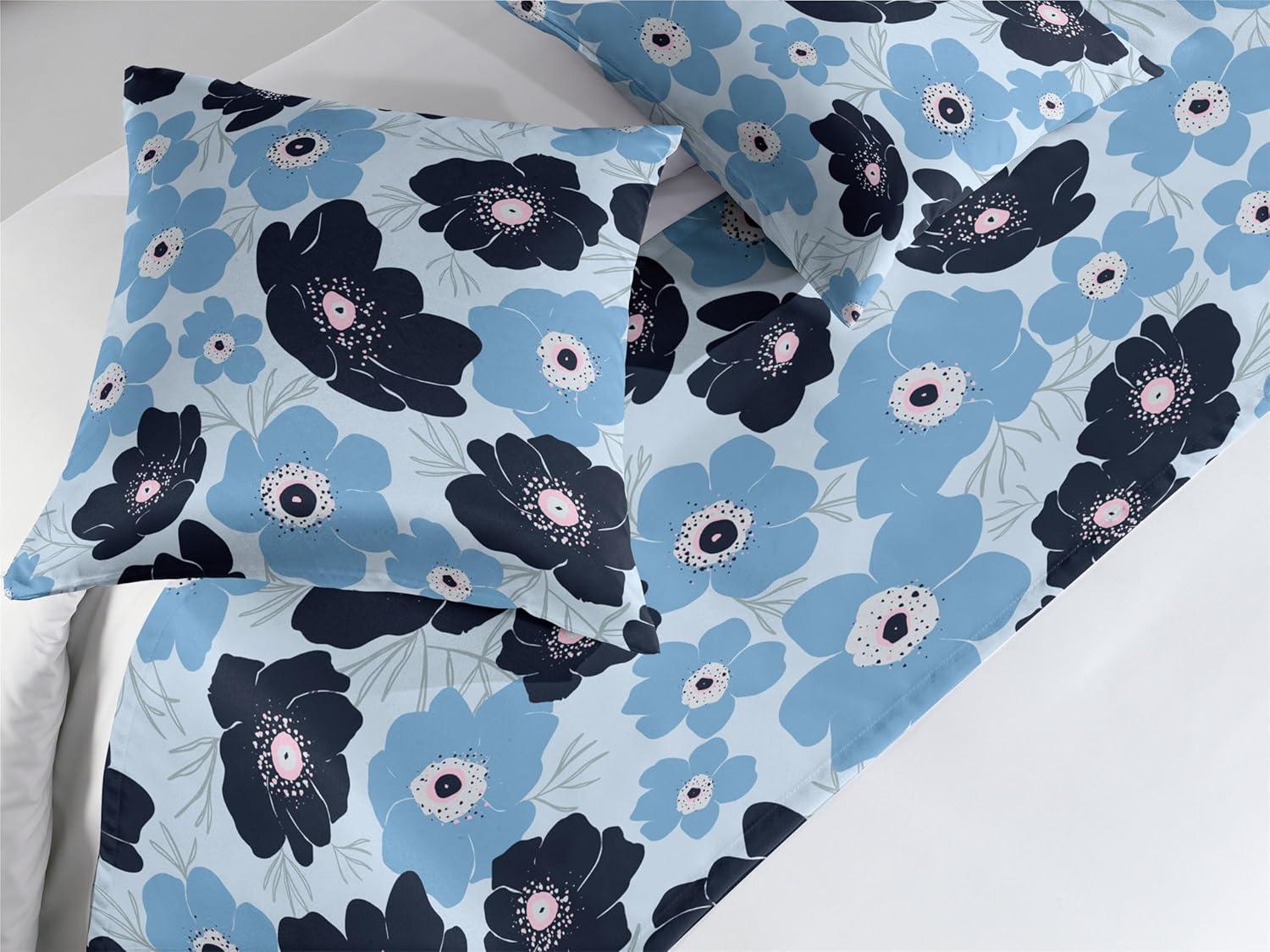 imageAmbesonne Floral Bed Runner Set Romantic Concept Art Featuring Rose Flowers Hearts Leaves Valentine Decorative Bedding Scarf and 2 Pillow Shams for Hotels Homes Queen Pastel Pink and Fern GreenSoft Blue Blue and Black