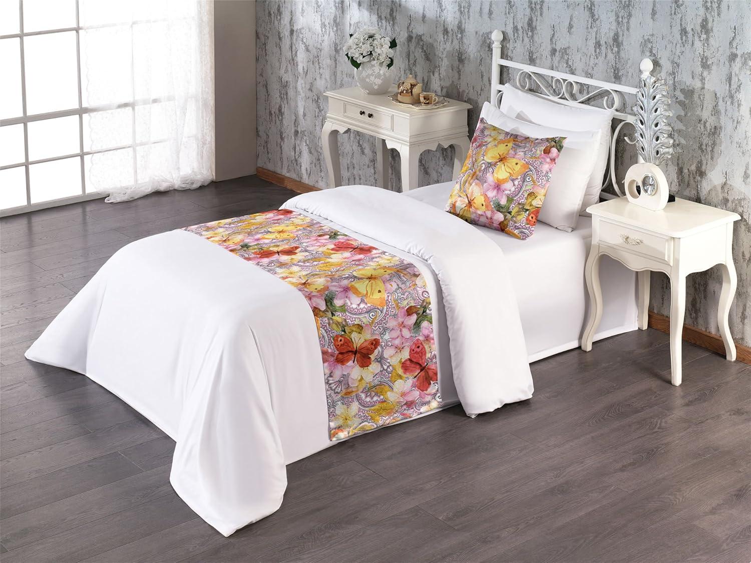 imageAmbesonne Floral Bed Runner Set Romantic Concept Art Featuring Rose Flowers Hearts Leaves Valentine Decorative Bedding Scarf and 2 Pillow Shams for Hotels Homes Queen Pastel Pink and Fern GreenPastel Yellow and Soft Pink