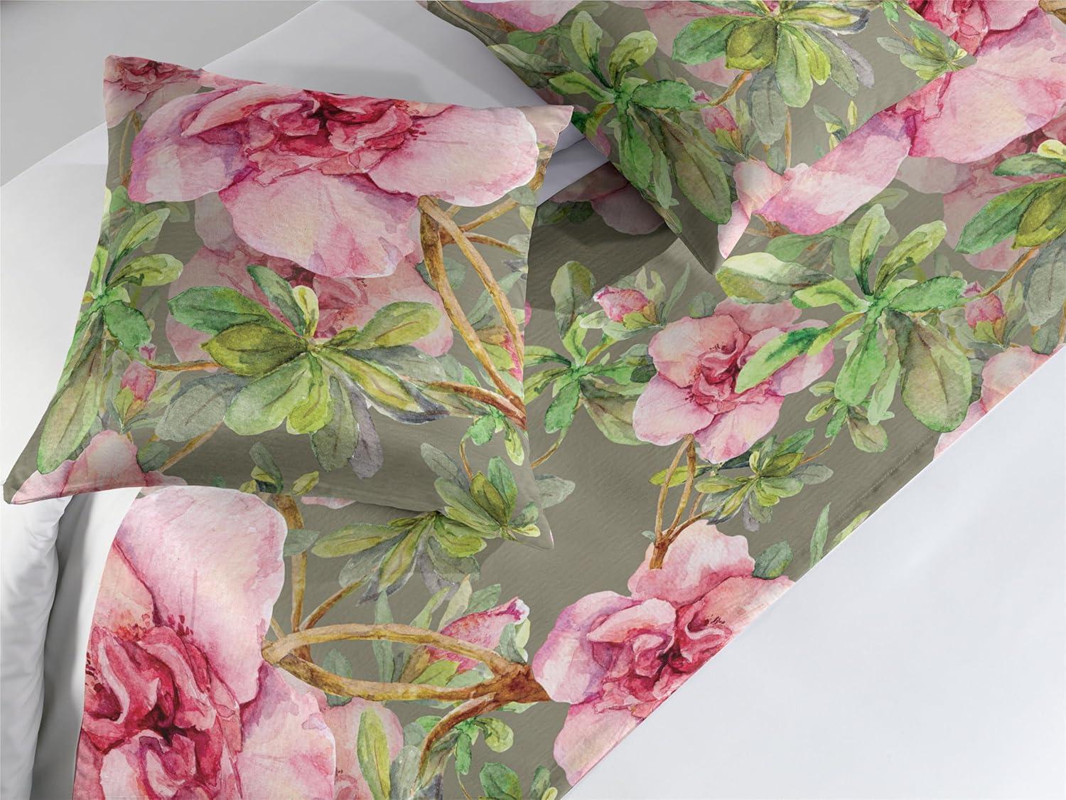 imageAmbesonne Floral Bed Runner Set Romantic Concept Art Featuring Rose Flowers Hearts Leaves Valentine Decorative Bedding Scarf and 2 Pillow Shams for Hotels Homes Queen Pastel Pink and Fern GreenDark Pink and Olive Green