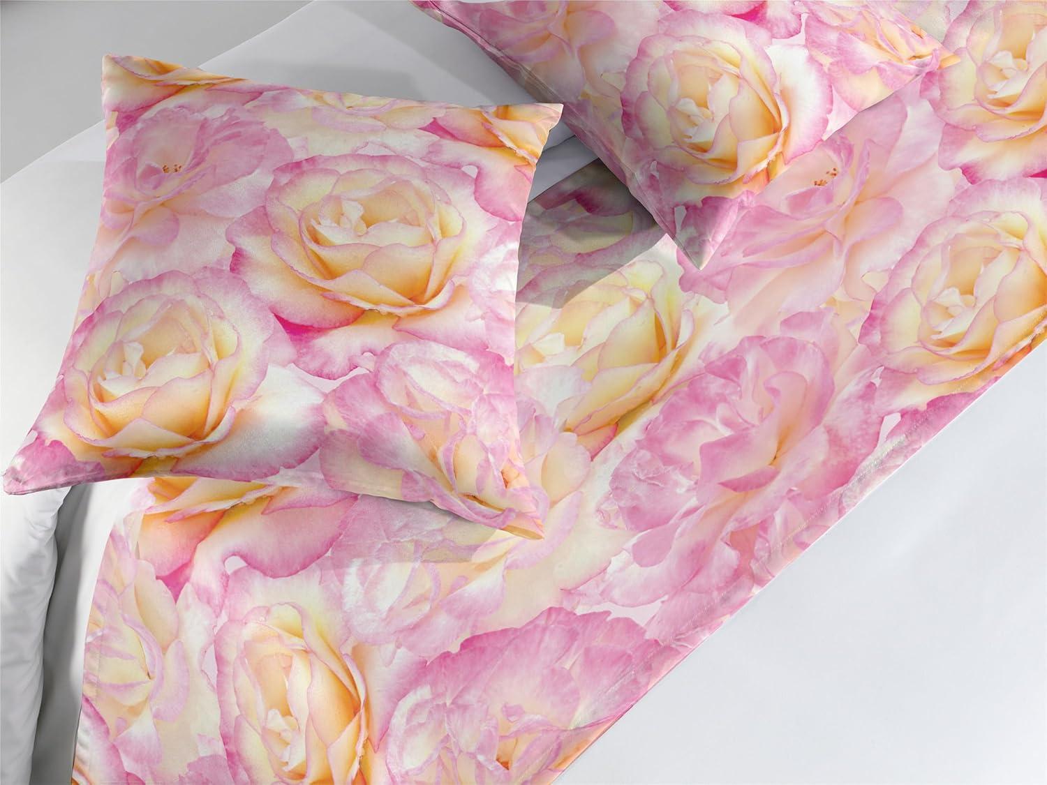 imageAmbesonne Floral Bed Runner Set Valentines Day Concept Art Pastel Repetitive Roses Pattern Plot Decorative Bedding Scarf and a Pillow Sham for Hotels Homes Twin Dark Pink Blush and WhitePastel Pink and Pale Fuchsia