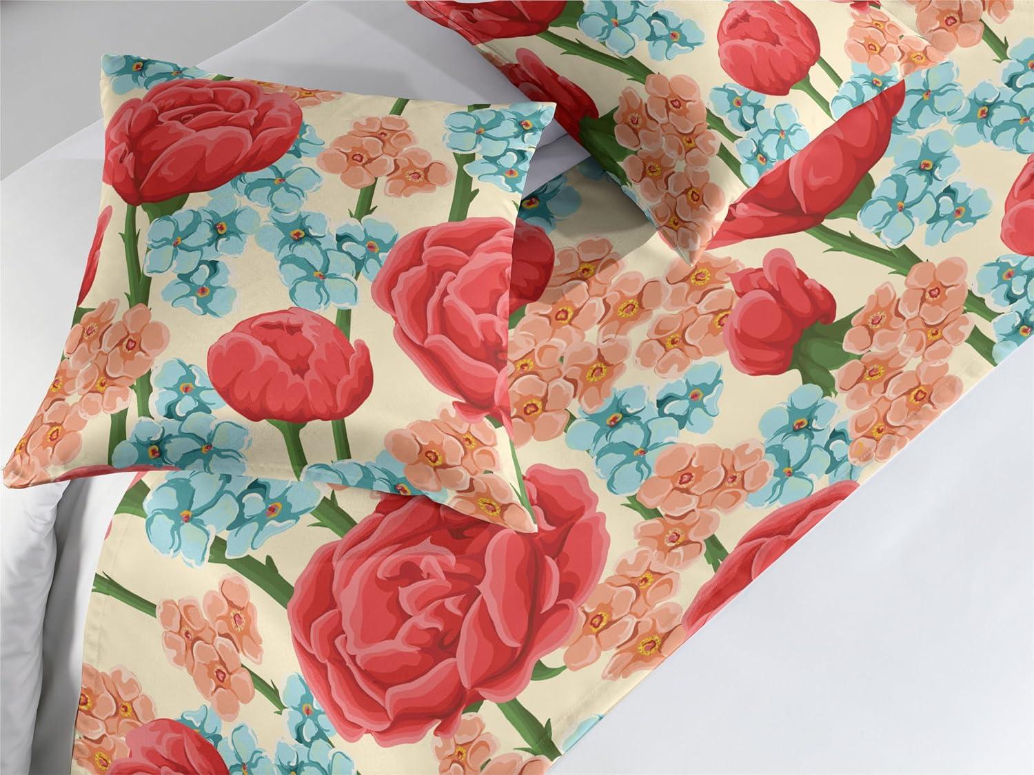 imageAmbesonne Floral Bed Runner Set Valentines Day Concept Art Pastel Repetitive Roses Pattern Plot Decorative Bedding Scarf and a Pillow Sham for Hotels Homes Twin Dark Pink Blush and WhiteDark Salmon and Slate Blue