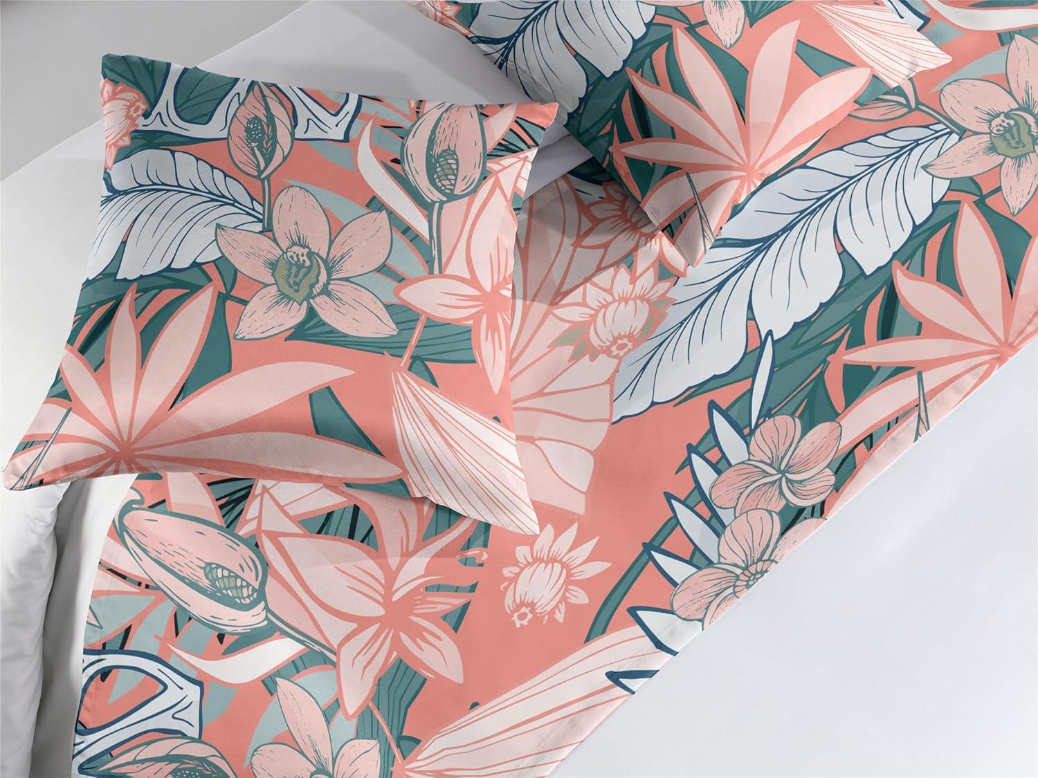 imageAmbesonne Floral Bed Runner Set Valentines Day Concept Art Pastel Repetitive Roses Pattern Plot Decorative Bedding Scarf and a Pillow Sham for Hotels Homes Twin Dark Pink Blush and WhiteCoral Dark Cadet Blue