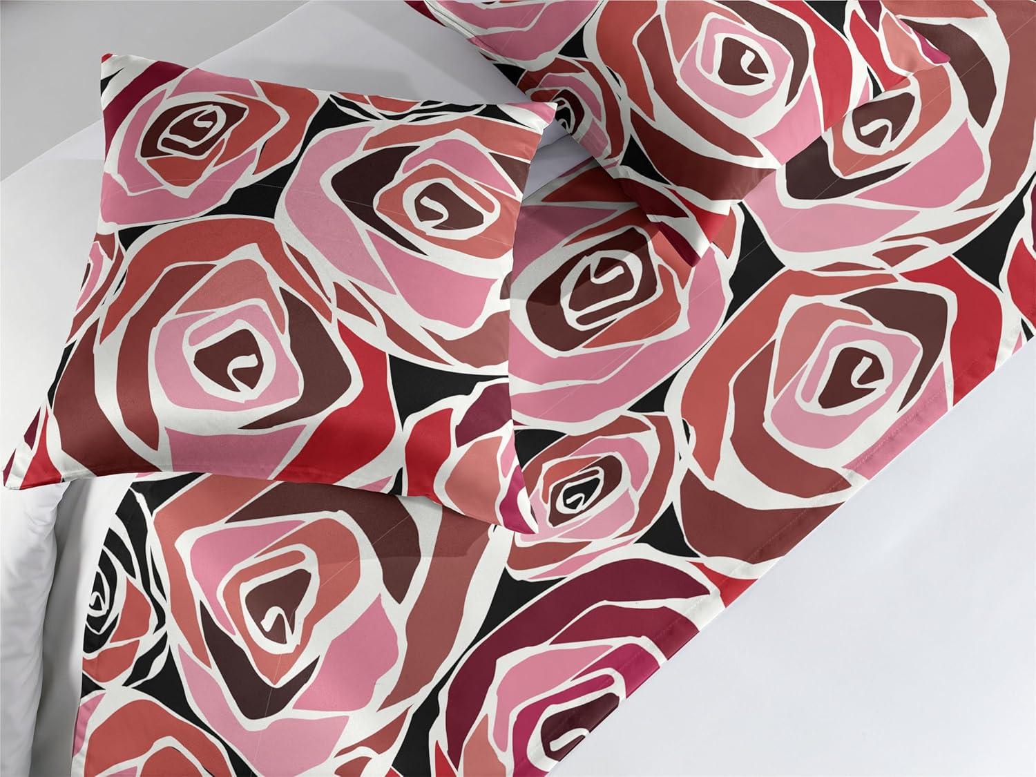 imageAmbesonne Floral Bed Runner Set Valentines Day Concept Art Pastel Repetitive Roses Pattern Plot Decorative Bedding Scarf and a Pillow Sham for Hotels Homes Twin Dark Pink Blush and WhiteDark Pink and Redbrown