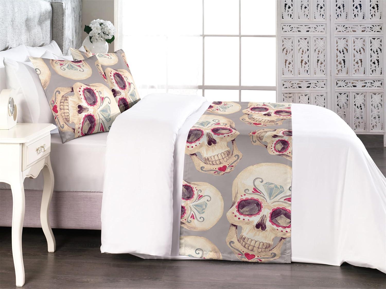 imageAmbesonne Floral Bed Runner Set Valentines Day Concept Art Pastel Repetitive Roses Pattern Plot Decorative Bedding Scarf and a Pillow Sham for Hotels Homes Twin Dark Pink Blush and WhiteDark Pink and Pale Seafoam