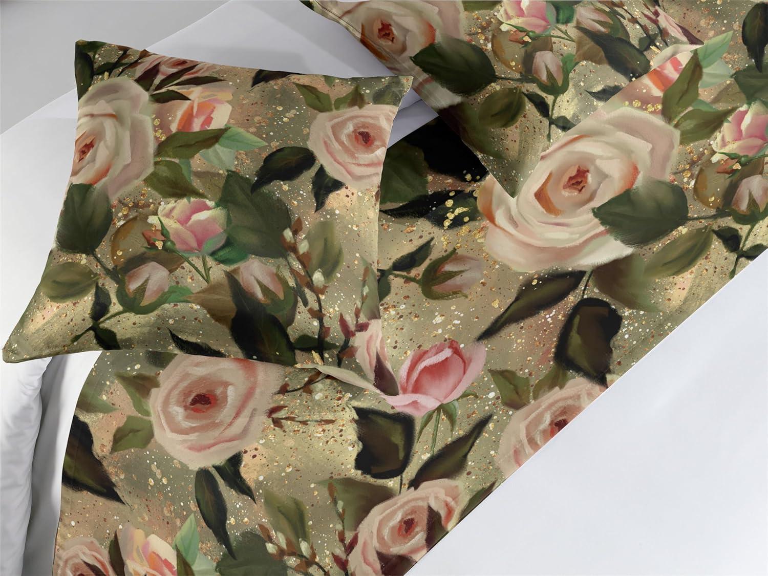 imageAmbesonne Floral Bed Runner Set Valentines Day Concept Art Pastel Repetitive Roses Pattern Plot Decorative Bedding Scarf and a Pillow Sham for Hotels Homes Twin Dark Pink Blush and WhitePale Rose Laurel Green