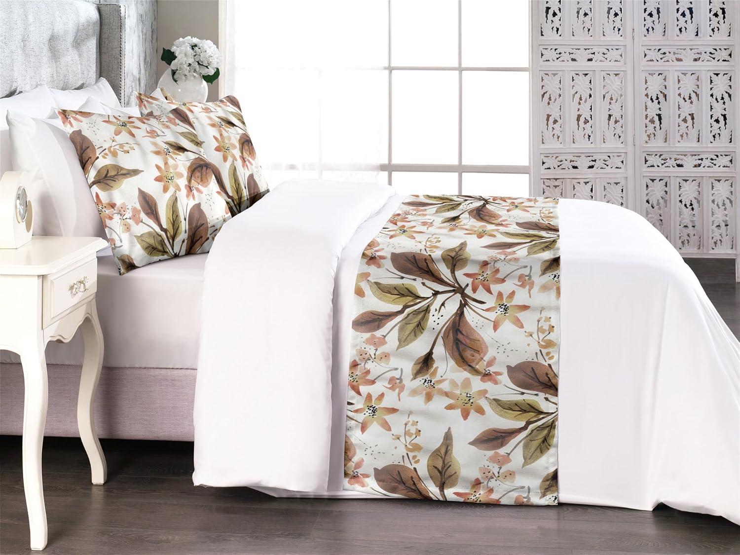 imageAmbesonne Floral Bed Runner Set Valentines Day Theme Grunge Style Repetitive Rose Flowers Abstract Decorative Bedding Scarf and 2 Pillow Shams for Hotels Homes King Pale Fuchsia and SepiaBurnt Sienna Sand Brown