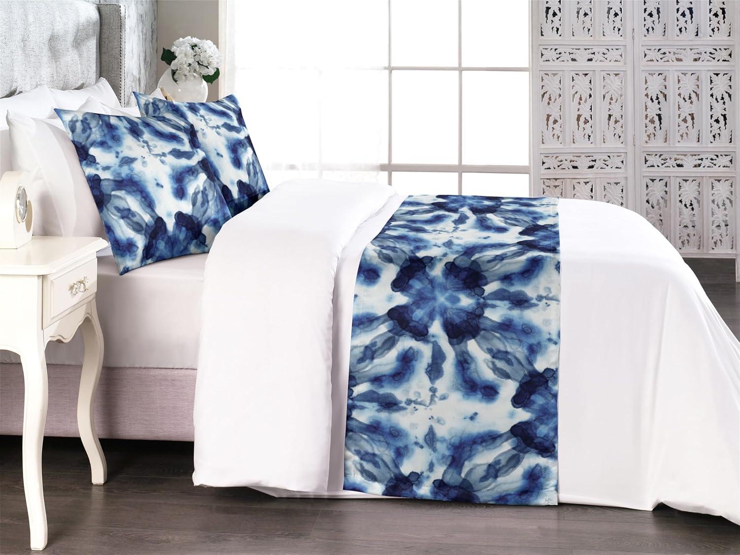 imageAmbesonne Floral Bed Runner Set Valentines Day Theme Grunge Style Repetitive Rose Flowers Abstract Decorative Bedding Scarf and 2 Pillow Shams for Hotels Homes King Pale Fuchsia and SepiaDark Violet Blue and White