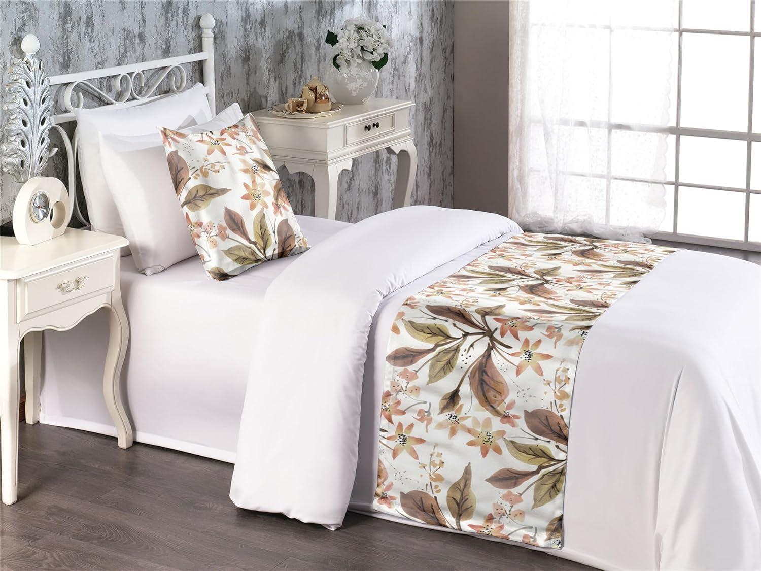 imageAmbesonne Floral Bed Runner Set Valentines Day Theme Grunge Style Repetitive Rose Flowers Abstract Decorative Bedding Scarf and 2 Pillow Shams for Hotels Homes King Pale Fuchsia and SepiaBurnt Sienna Sand Brown