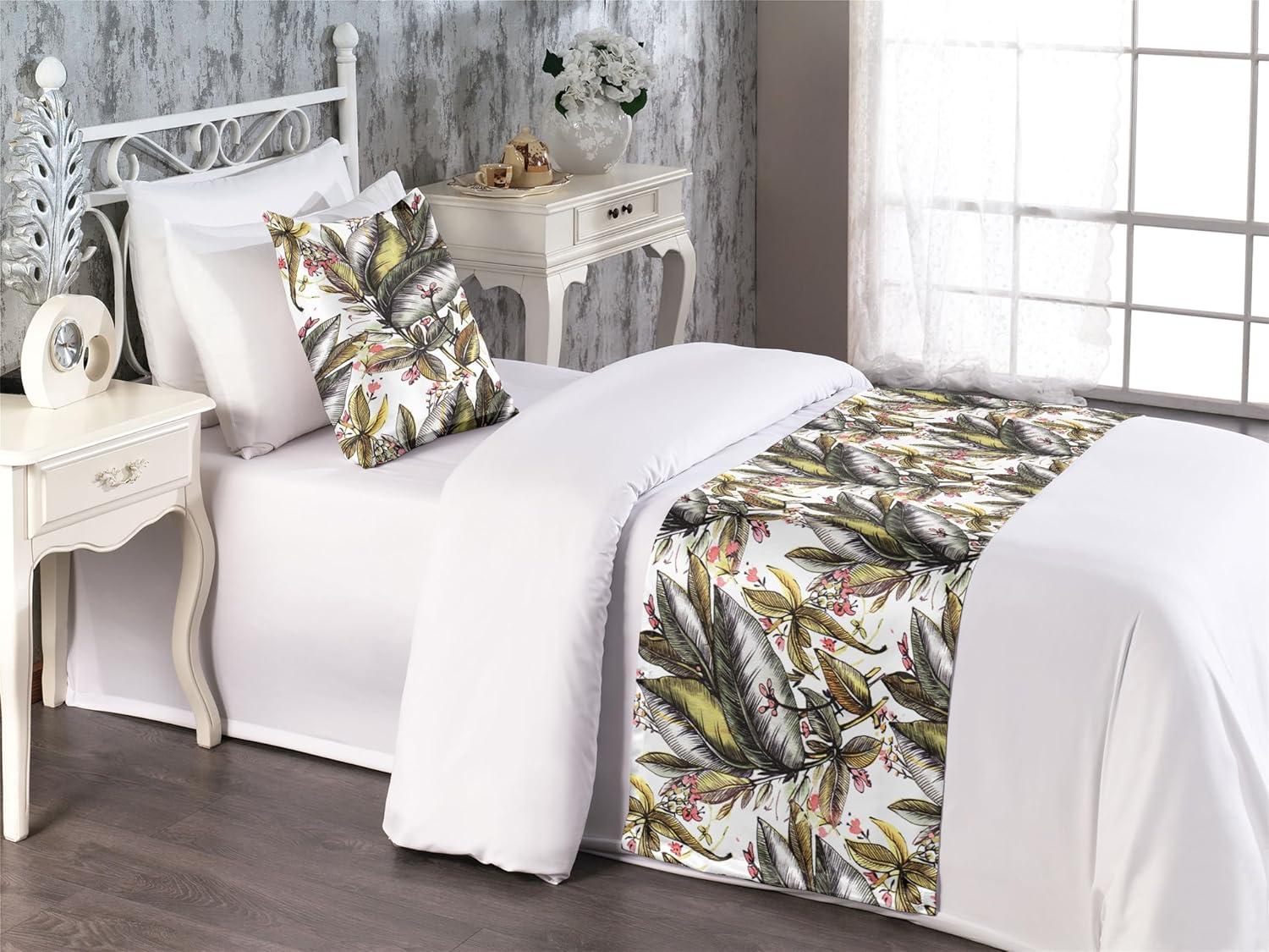 imageAmbesonne Floral Bed Runner Set Valentines Day Theme Grunge Style Repetitive Rose Flowers Abstract Decorative Bedding Scarf and 2 Pillow Shams for Hotels Homes King Pale Fuchsia and SepiaPale Coffee and Burnt Sienna